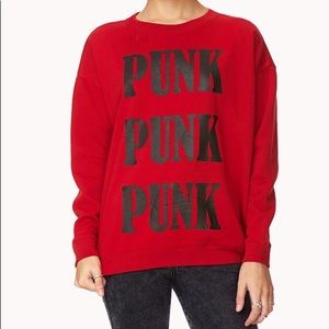 Red Punk Graphic Sweatshirt